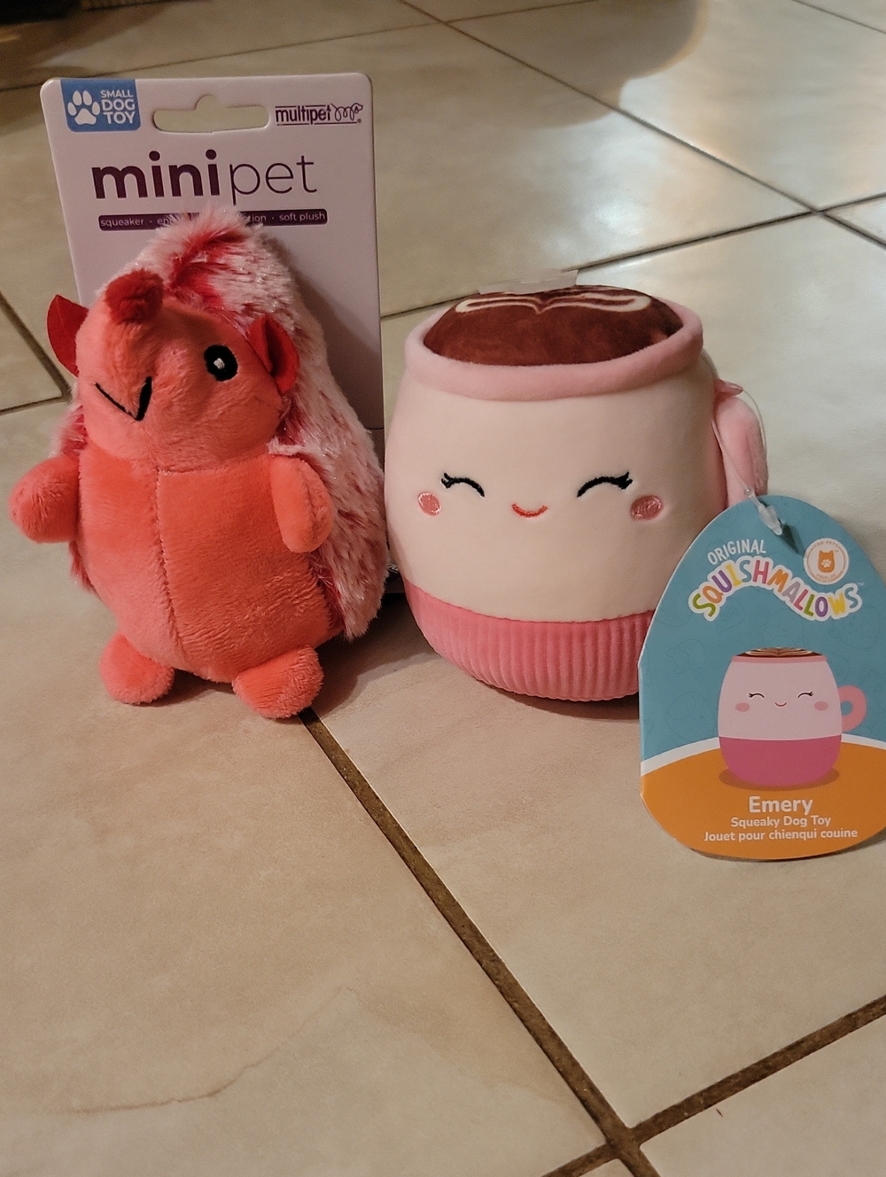 Small Dog Toy Bundle Squeak Hedgehog Minipet Crinkle Latte Squashmallow Plush